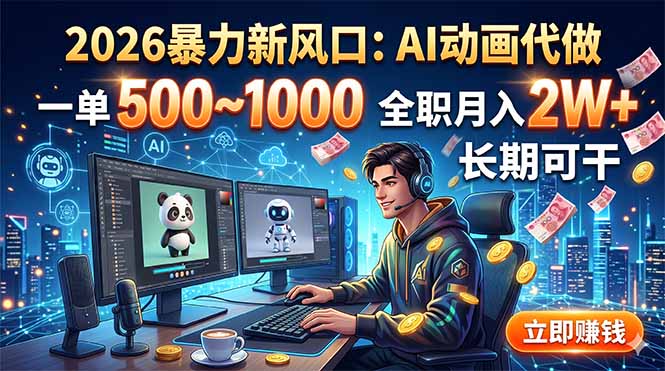 2026暴力新风口：AI动画代做，一单500~1000，全职月入2W+，长期可干-米壳知道—知识分享平台