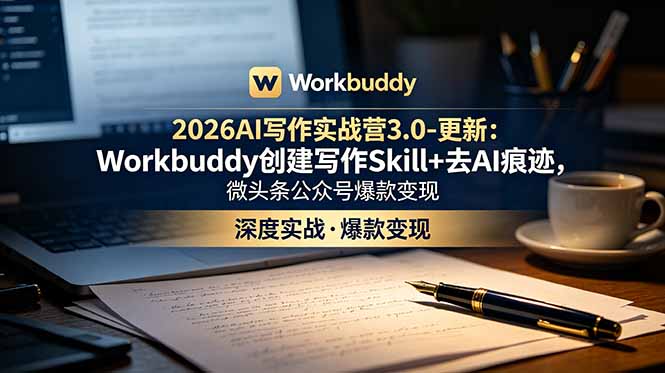 2026AI写作实战营3.0-更新:Workbuddy创建写作Skill+去AI痕迹,微头条公众号爆款变现-米壳知道—知识分享平台