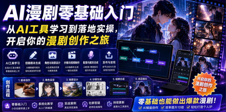 AI漫剧零基础入门，从AI工具学习到落地实操，开启你的漫剧创作之旅-米壳知道—知识分享平台