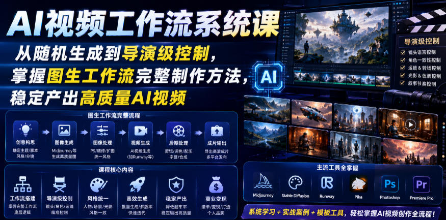 AI视频工作流系统课，从随机生成到导演级控制，掌握图生工作流完整制作方法，稳定产出高质量AI视频-米壳知道—知识分享平台