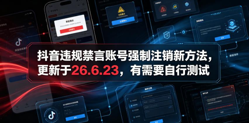 抖音违规禁言账号强制注销新方法，更新于26.6.23，有需要自行测试-米壳知道—知识分享平台