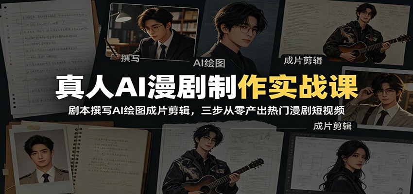 真人AI漫剧制作实战课：剧本撰写AI绘图成片剪辑，三步从零产出热门漫剧短视频-米壳知道—知识分享平台
