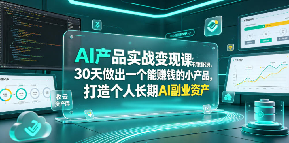 AI产品实战变现课,不用懂代码,30天做出一个能賺钱的小产品,打造个人长期AI副业资产-米壳知道—知识分享平台