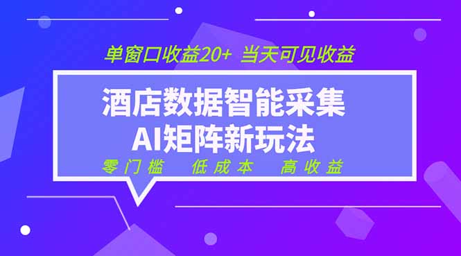2026酒店数据采集ai智能矩阵新风口  低成本   高收益   当天见收益   单窗口20+-米壳知道—知识分享平台