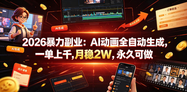 2026暴力副业：AI动画全自动生成，一单上千，月稳2W，永久可做【揭秘】-米壳知道—知识分享平台