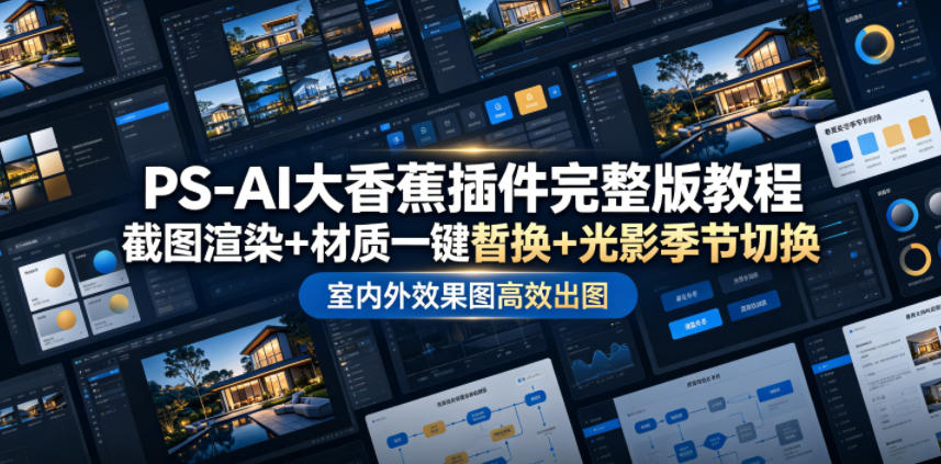 PS-AI大香蕉插件完整版教程，截图渲染+材质一键替换+光影季节切换，室内外效果图高效出图高阶课程-米壳知道—知识分享平台