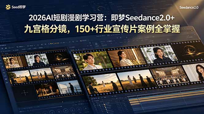2026AI短剧漫剧学习营：即梦Seedance2.0+九宫格分镜，150+行业宣传片案例全掌握-米壳知道—知识分享平台