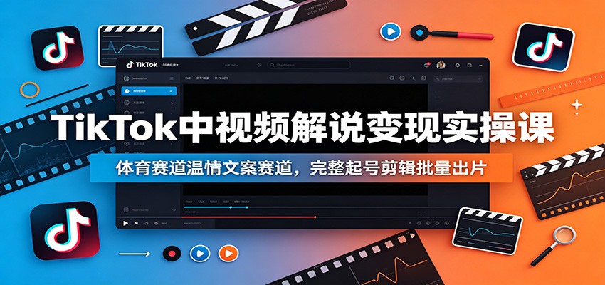 TikTok中视频解说变现实操课：体育赛道温情文案赛道，完整起号剪辑批量出片-米壳知道—知识分享平台