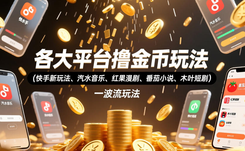 各大平台撸金币玩法(快手新玩法、汽水音乐、红果漫剧、番茄小说、木叶短剧)，一波流玩法(收费398元的教程)-米壳知道—知识分享平台