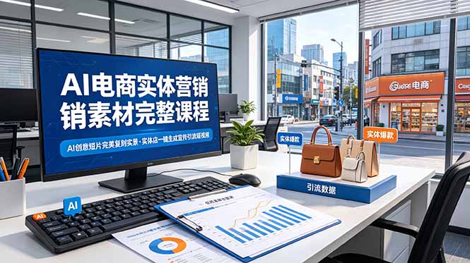 AI电商实体营销素材完整课程，AI创意短片完美复刻实景，实体店一键生成宣传引流短视频-米壳知道—知识分享平台