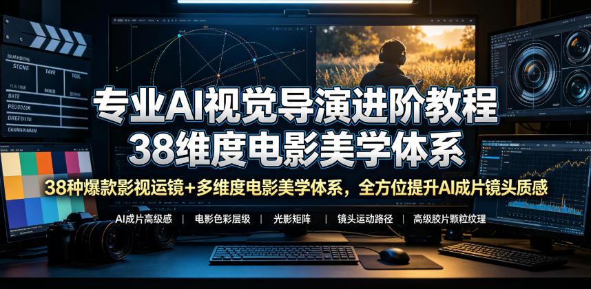 专业AI视觉导演进阶教程，38种爆款影视运镜+多维度电影美学体系，全方位提升AI成片高级感与镜头质感-米壳知道—知识分享平台