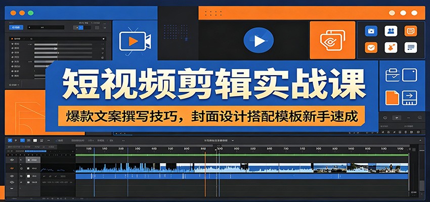 短视频剪辑实战课：爆款文案撰写技巧，封面设计搭配模板新手速成-米壳知道—知识分享平台