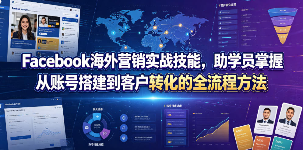 Facebook海外营销实战技能，助学员掌握从账号搭建到客户转化的全流程方法-米壳知道—知识分享平台