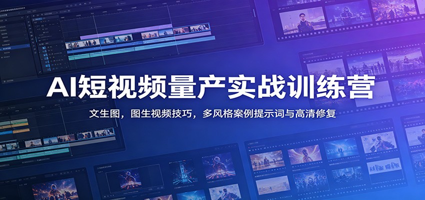 AI短视频量产实战训练营：文生图，图生视频技巧，多风格案例提示词与高清修复-米壳知道—知识分享平台