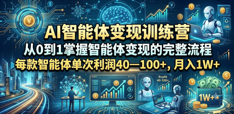 AI智能体变现训练营，从0到1掌握智能体变现的完整流程，每款智能体单次利润40—100+，月入1W+-米壳知道—知识分享平台