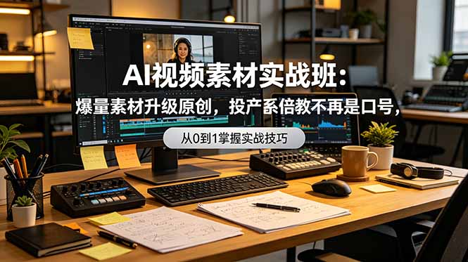 AI视频素材实战班：爆量素材升级原创，投产翻倍不再是口号，0-1系统教学实战落地-米壳知道—知识分享平台