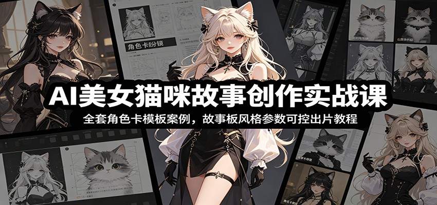 AI美女猫咪故事创作实战课：全套角色卡模板案例，故事板风格参数可控出片教程-米壳知道—知识分享平台