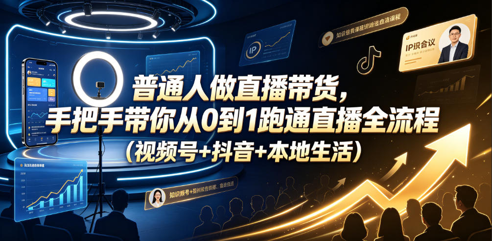 普通人做直播带货，手把手带你从0到1跑通直播全流程(视频号+抖音+本地生活)-米壳知道—知识分享平台
