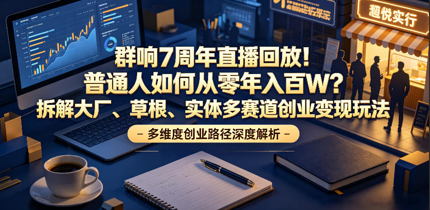 群响7周年直播回放！普通人如何从零年入百W？拆解大厂、草根、实体多赛道创业变现玩法(更新)-米壳知道—知识分享平台