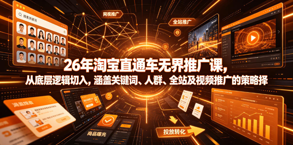 26年淘宝直通车无界推广课，从底层逻辑切入，涵盖关键词、人群、全站及视频推广的策略选择-米壳知道—知识分享平台