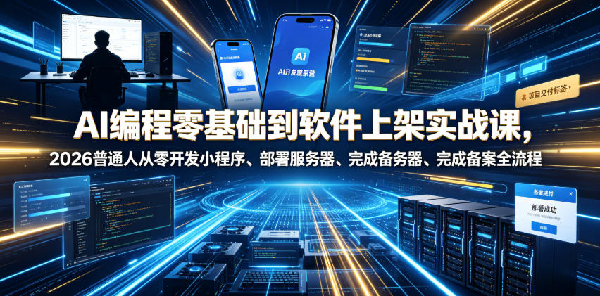 AI编程零基础到软件上架实战课，2026普通人从零开发小程序、部署服务器、完成备案全流程项目落地教程-米壳知道—知识分享平台