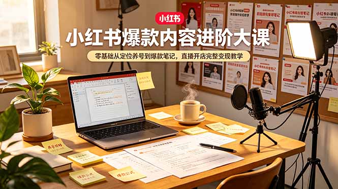 小红书爆款内容进阶大课，零基础从定位养号到爆款笔记，直播开店完整变现教学-米壳知道—知识分享平台