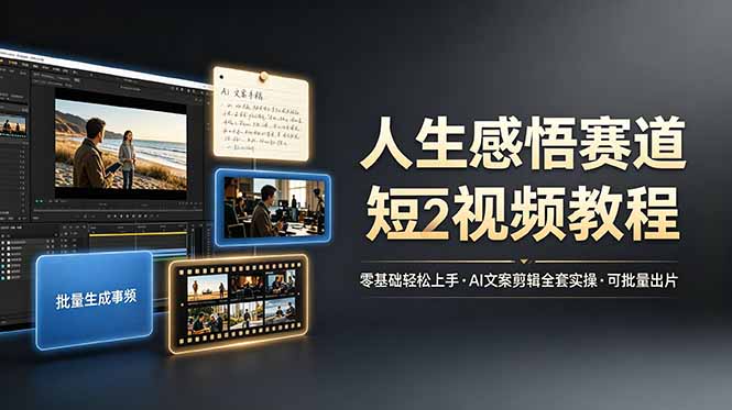 人生感悟赛道短视频教程，零基础轻松上手，AI文案剪辑全套实操可批量出片-米壳知道—知识分享平台