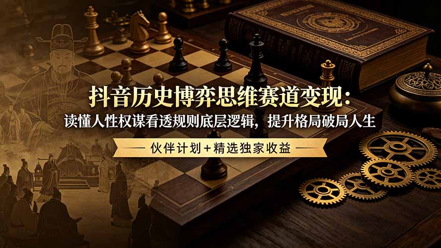 抖音历史博弈思维赛道变现：读懂人性权谋看透规则底层逻辑，提升格局破局人生，伙伴计划+精选独家收益-米壳知道—知识分享平台