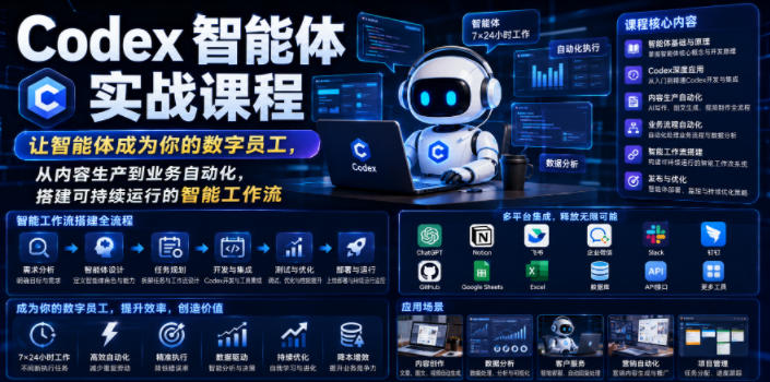 Codex智能体实战课程，让智能体成为你的数字员工，从内容生产到业务自动化，搭建可持续运行的智能工作流-米壳知道—知识分享平台
