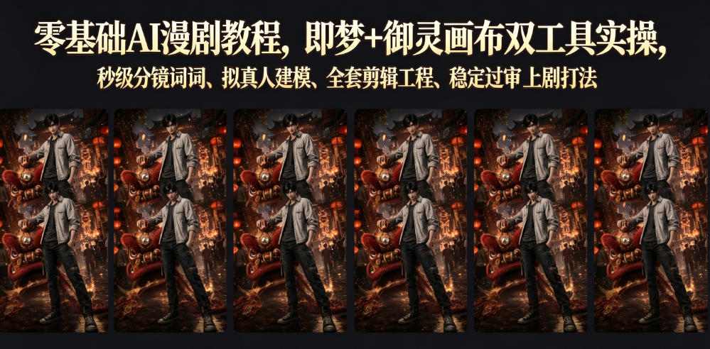 零基础AI漫剧教程，即梦+御灵画布双工具实操，秒级分镜提示词、拟真人建模、全套剪辑工程、稳定过审上剧打法-米壳知道—知识分享平台