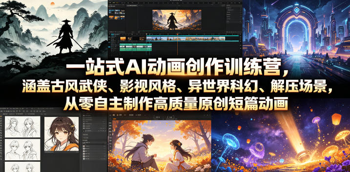 一站式AI动画创作训练营，涵盖古风武侠、影视风格、异世界科幻、解压场景，从零自主制作高质量原创短篇动画-米壳知道—知识分享平台