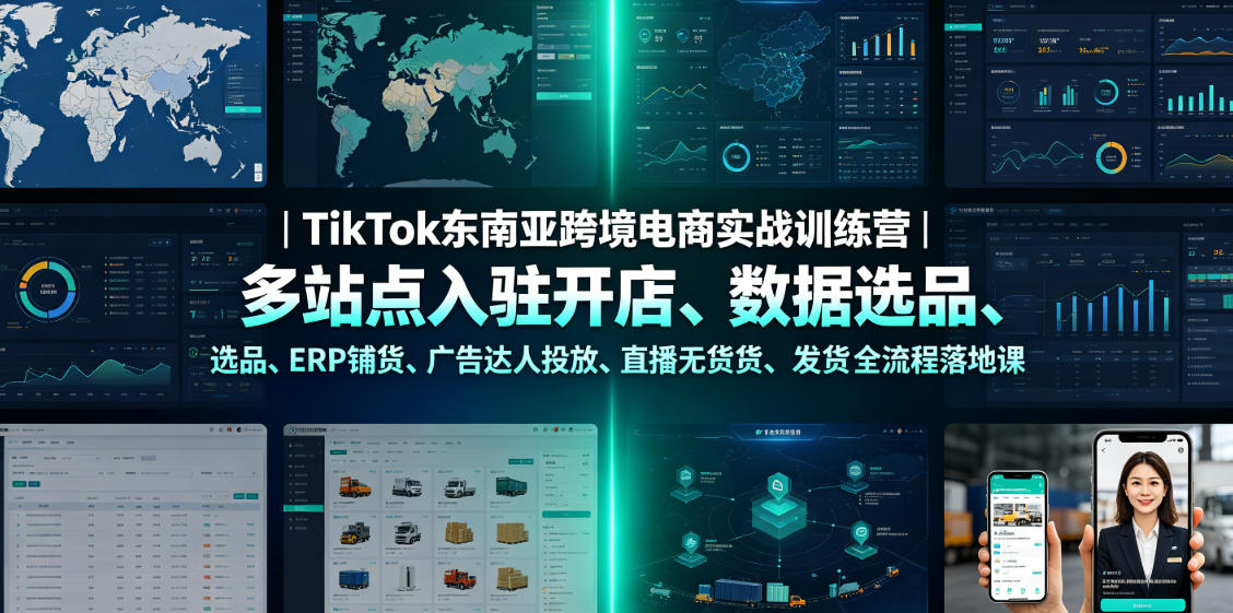 TikTok东南亚跨境电商实战训练营｜多站点入驻开店、数据选品、ERP铺货、广告达人投放、直播无货源发货全流程落地课-米壳知道—知识分享平台