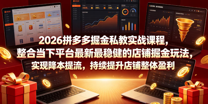 2026拼多多掘金私教实战课程，整合当下平台最新最稳健的店铺掘金玩法，实现降本提流，持续提升店铺整体盈利-米壳知道—知识分享平台