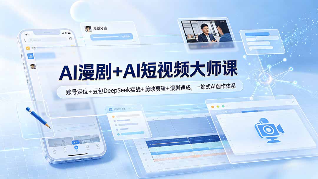 AI漫剧+AI短视频大师课：账号定位+豆包DeepSeek实战+剪映剪辑+漫剧速成，一站式AI创作体系-米壳知道—知识分享平台