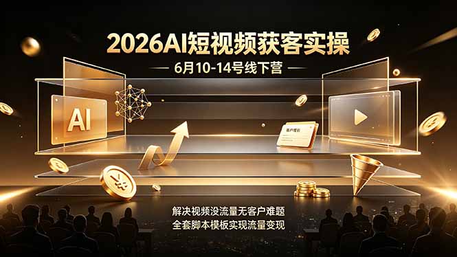2026AI短视频获客实操6月10-14号线下营，解决视频没流量无客户难题，全套脚本模板实现流量变现-米壳知道—知识分享平台