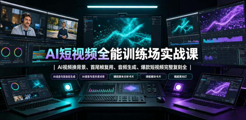 AI短视频全能训练场实战课｜AI视频换背景、首尾帧复用、音频生成、爆款短视频完整复刻全套实操教学-米壳知道—知识分享平台