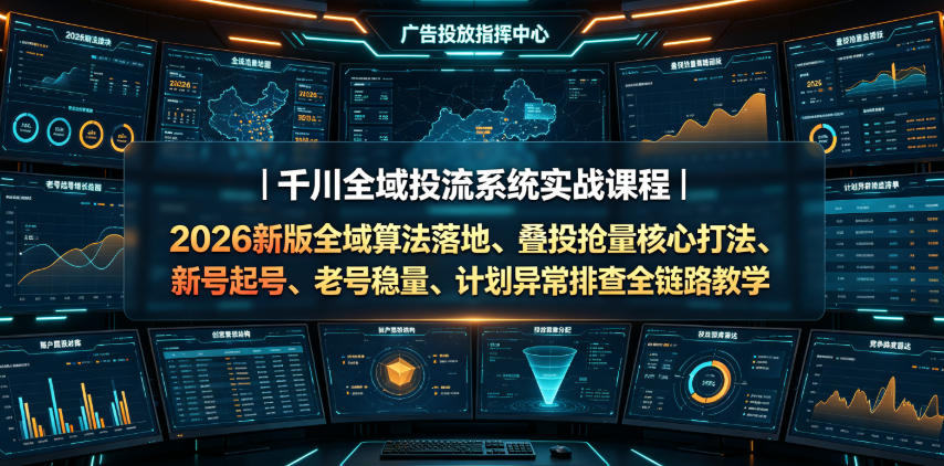 千川全域投流系统实战课程|2026新版全域算法落地、叠投抢量核心打法、新号起号、老号稳量、计划异常排查全链路教学-米壳知道—知识分享平台