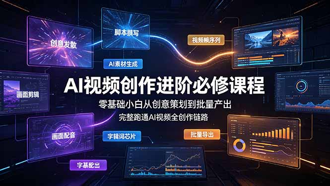 AI视频创作进阶必修课程：零基础小白从创意策划到批量产出，完整跑通AI视频全创作链路-米壳知道—知识分享平台