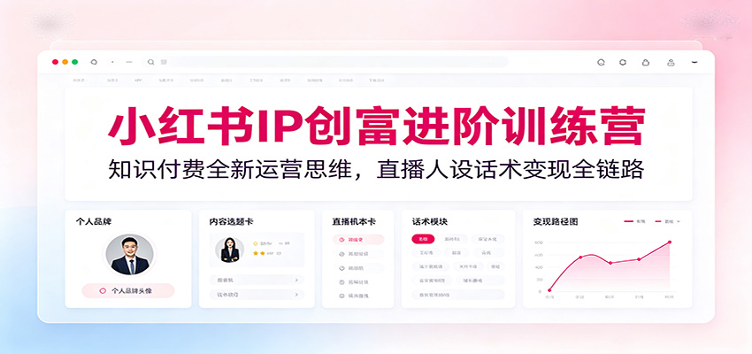 小红书IP创富进阶训练营:知识付费全新运营思维,直播人设话术变现全链路-米壳知道—知识分享平台