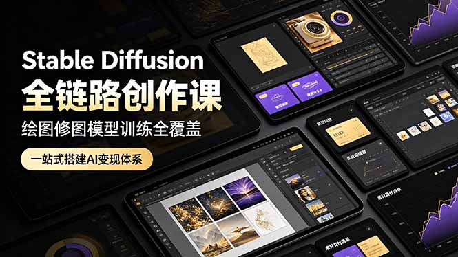 Stable Diffusion全链路创作课，绘图修图模型训练全覆盖，一站式搭建AI变现体系-米壳知道—知识分享平台