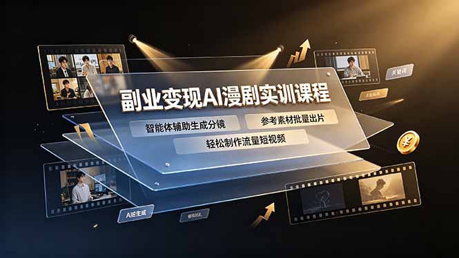 副业变现AI漫剧实训课程，智能体辅助生成分镜，参考素材批量出片，轻松制作流量短视频-米壳知道—知识分享平台