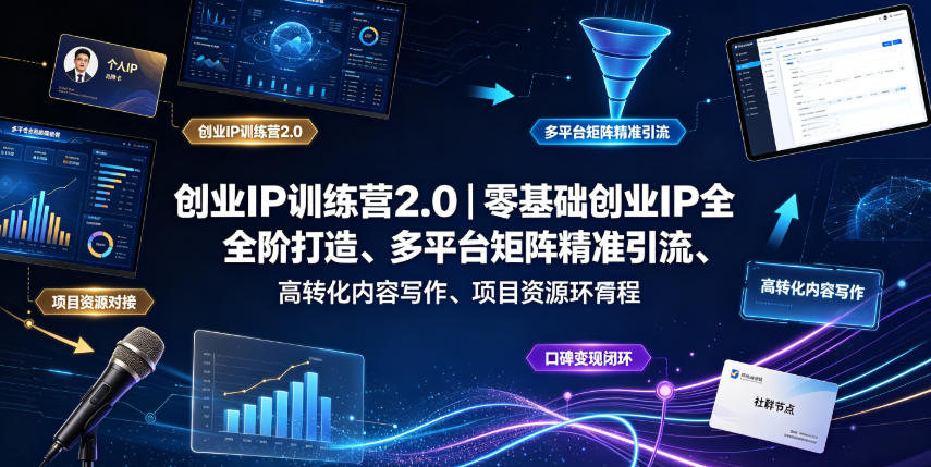 创业IP训练营2.0｜零基础创业IP全阶打造、多平台矩阵精准引流、高转化内容写作、项目资源对接与口碑变现闭环课程-米壳知道—知识分享平台