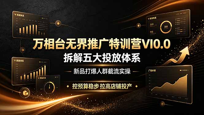 万相台无界推广特训营VI0.0，拆解五大投放体系，新品打爆人群截流实操，控预算稳步拉高店铺投产-米壳知道—知识分享平台