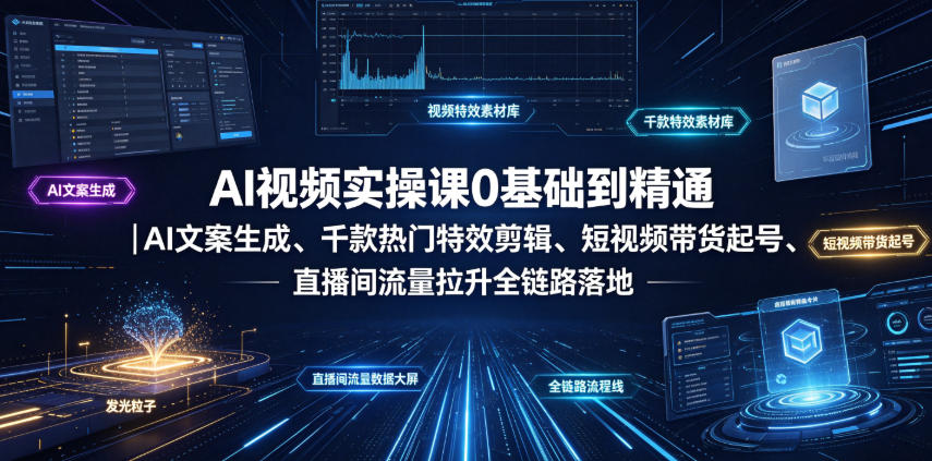 AI视频实操课0基础到精通｜AI文案生成、千款热门特效剪辑、短视频带货起号、直播间流量拉升全链路落地-米壳知道—知识分享平台
