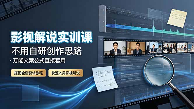 影视解说实训课：不用自研创作思路，万能文案公式直接套用，搭配全套剪辑教程，快速入局影视解说-米壳知道—知识分享平台