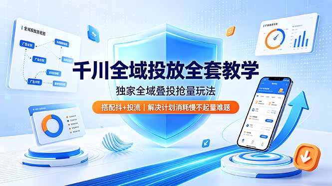 千川全域投放全套教学,独家全域叠投抢量玩法,搭配抖+投流,解决计划消耗慢不起量难题-米壳知道—知识分享平台