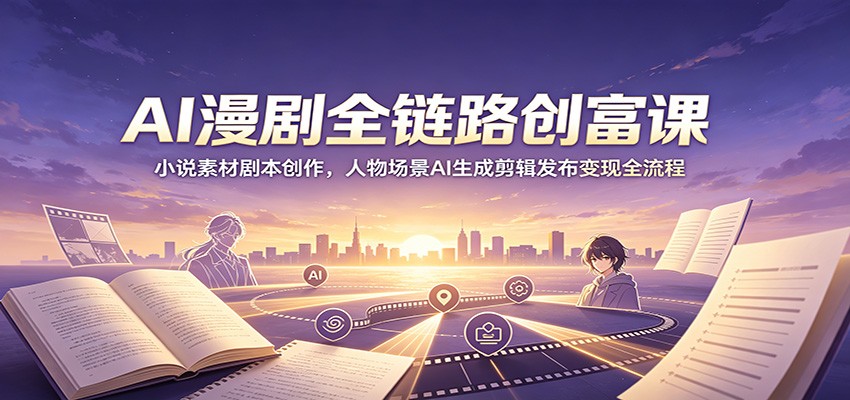 AI漫剧全链路创富课：小说素材剧本创作，人物场景AI生成剪辑发布变现全流程-米壳知道—知识分享平台