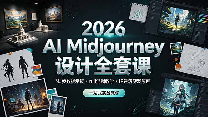 2026 AI Midjourney设计全套课，MJ参数提示词niji混图教学，IP建筑游戏原画一站式实战教学-米壳知道—知识分享平台