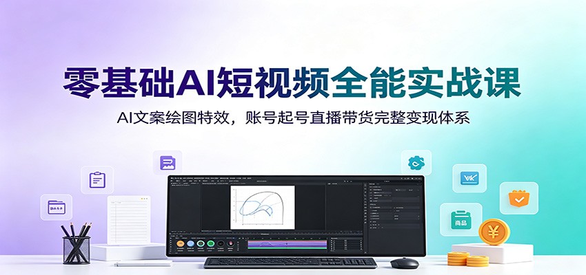 零基础AI短视频全能实战课：AI文案绘图特效，账号起号直播带货完整变现体系-米壳知道—知识分享平台