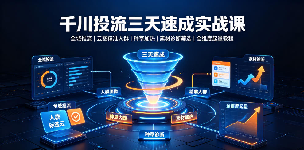 千川投流三天速成实战课｜全域推流、云图精准人群、种草加热、素材诊断筛选全维度起量教程-米壳知道—知识分享平台